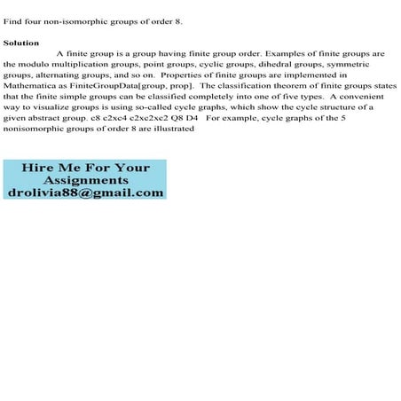Find Four Non isomorphic Groups Of Order 8 Solution pdf