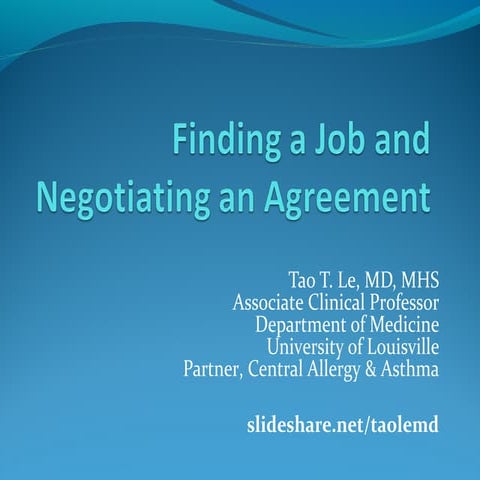 Finding a Job and Negotiating an Agreement in Allergy/Immunology - AAAAI 2015