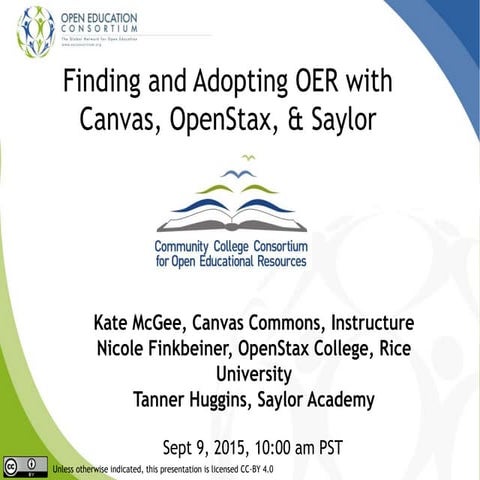 Finding and adopting oer with CanvasCommons, OpenStax, and Saylor