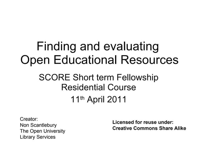 Finding and evaluating oe rs score short term fellows april 11   non scantlebury