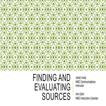 Finding and Evaluating Sources