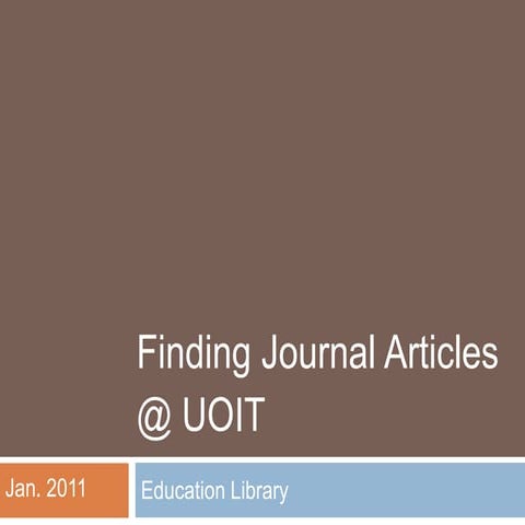 Finding Education Journal Articles @ UOIT