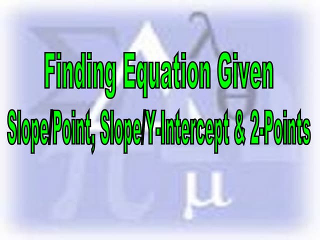 Finding equations