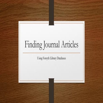 Finding journal articles