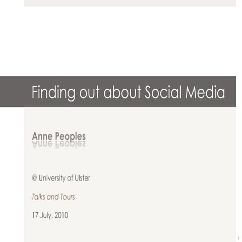 Finding out about social media @ Talks and Tours