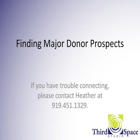 Finding Major Donor Prospects Webinar