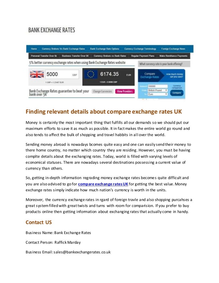 Finding Relevant Details About Compare Exchange Rates Uk
