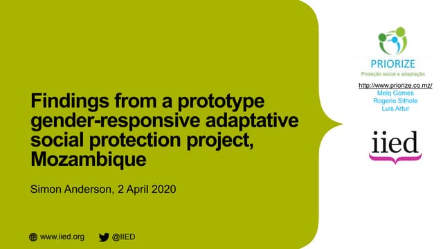 Findings from a prototype gender-responsive, adaptative, social protection project, Mozambique