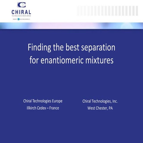 Finding the best separation for enantiomeric mixtures
