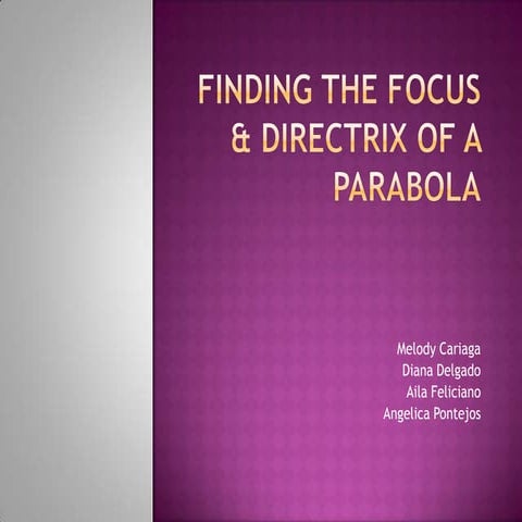 Finding the Focus & Directrix of a Parabola