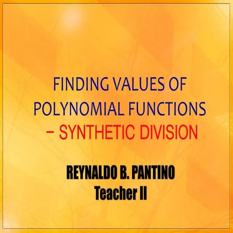 Finding values of polynomial functions