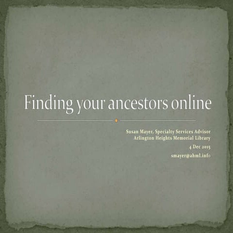 Finding your ancestors online