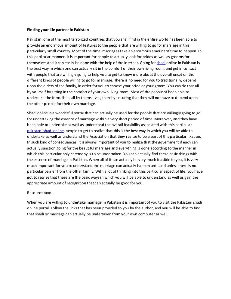 Finding Your Life Partner In Pakistan - 