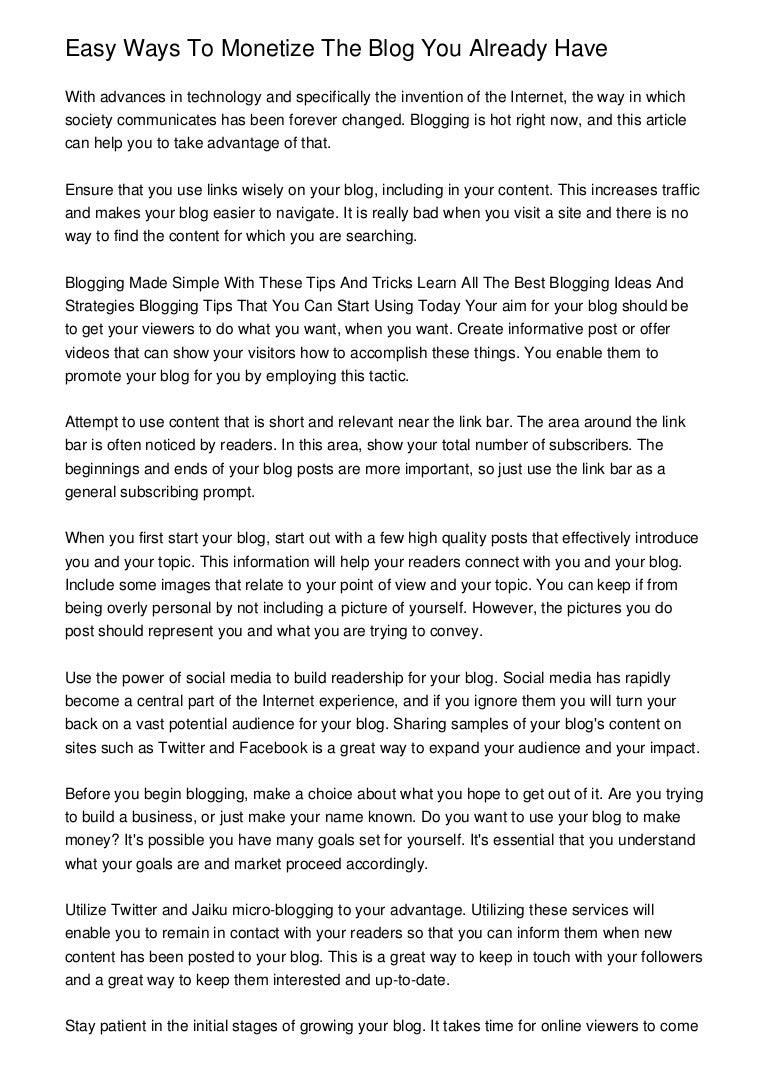 Easy Ways To Monetize The Blog You Already Have - 