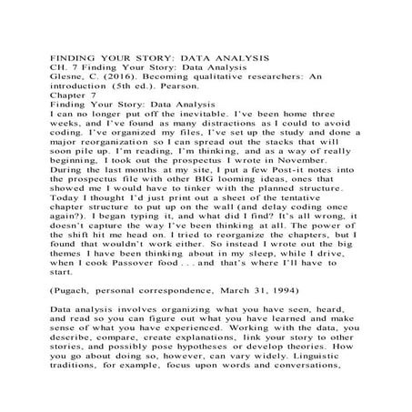 FINDING YOUR STORY DATA ANALYSISCH. 7 Finding Your Story Data 
