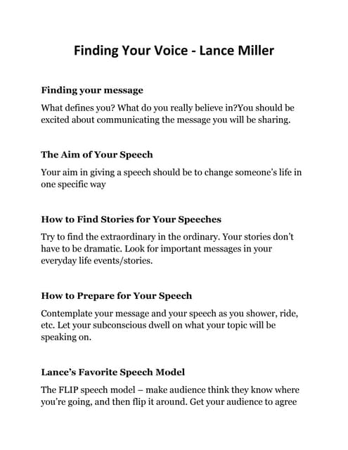 Finding your voice   lance miller