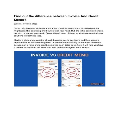 Find out the difference between invoice and credit memo
