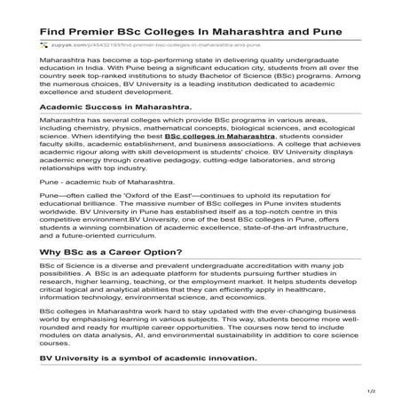 Find Premier BSc Colleges In Maharashtra and Pune