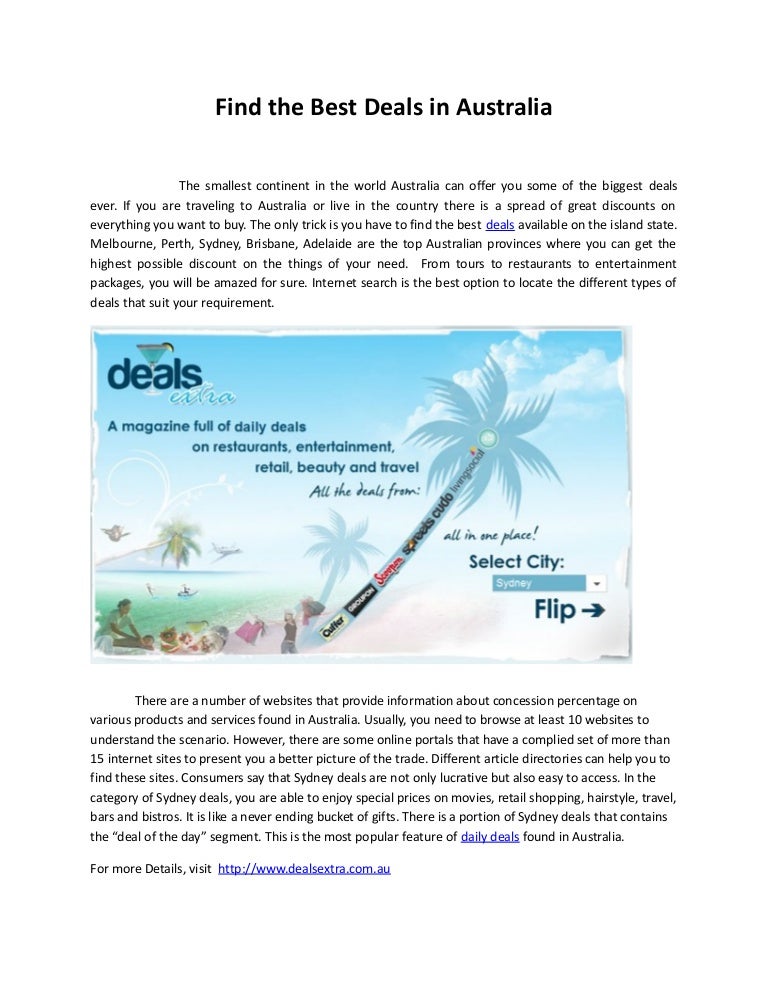 Find the best deals in australia