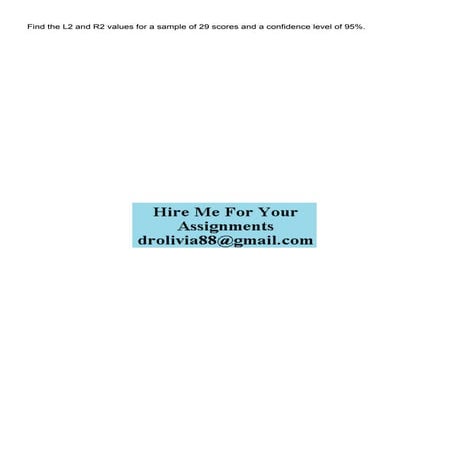 Find the L2 and R2 values for a sample of 29 scores and a co.pdf