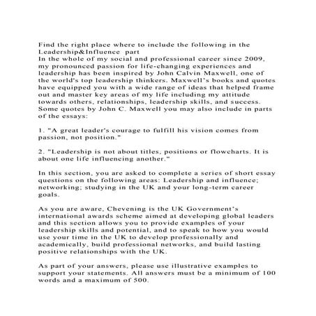 Find the right place where to include the following in the Leaders.docx