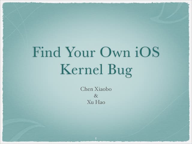 Find your own iOS kernel bug