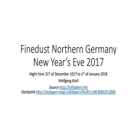 Finedust Northern Germany New Year's Eve 2017