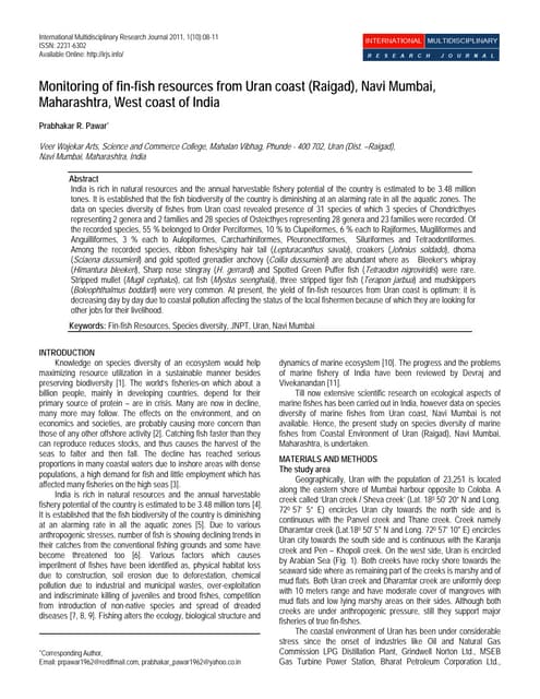 Fin fish resources from mangroves imrj