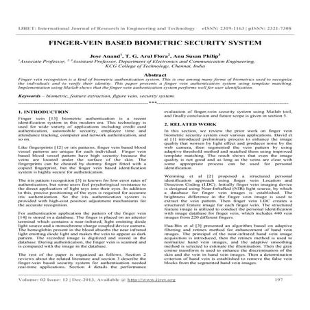 Finger vein based biometric security system