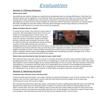 Evaluation of Preliminary Task - The Interrogation