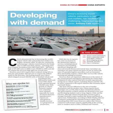 Finished Vehicle Logistics Magazine   China - Developing with Demand