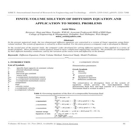 Finite volume solution of diffusion equation and