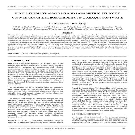 Finite element analysis and parametric study of curved concrete box girder us...