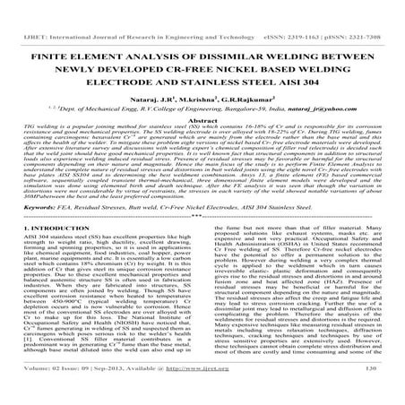 Finite element analysis of dissimilar welding between