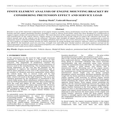 Finite element analysis of engine mounting bracket by considering pretension ...