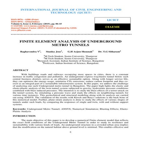 FINITE ELEMENT ANALYSIS OF UNDERGROUND METRO TUNNELS | PDF