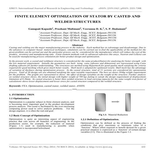 Finite element optimization of stator by casted and welded structures