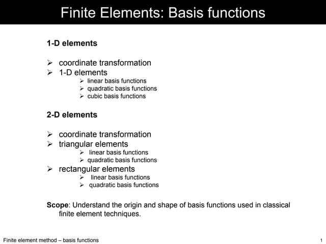 Finite elements : basis functions