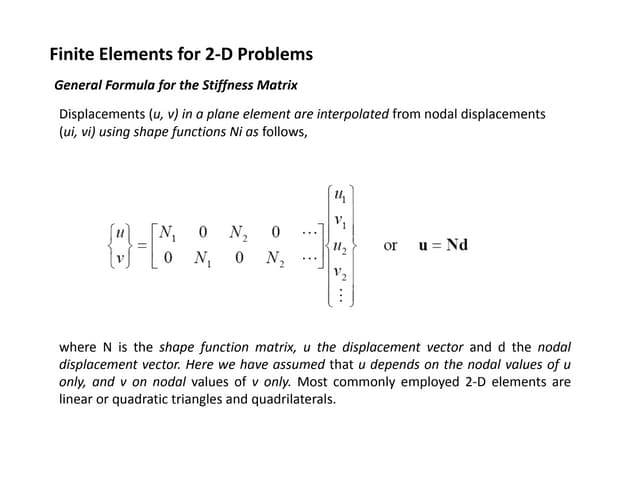 Finite elements  for 2‐d problems