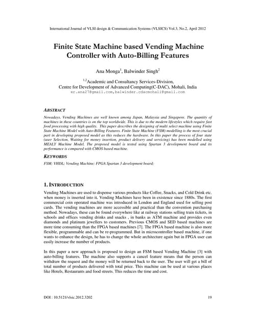 Finite state machine based vending machine IEEE Paper