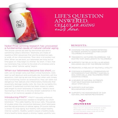 Jeunesse Finiti Product Sheet