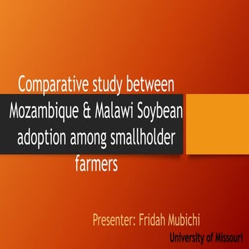 Comparative study between Mozambique &Malawi soybean adoption