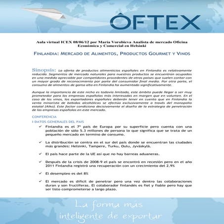 Finlandia mercado de alimentos y vinos