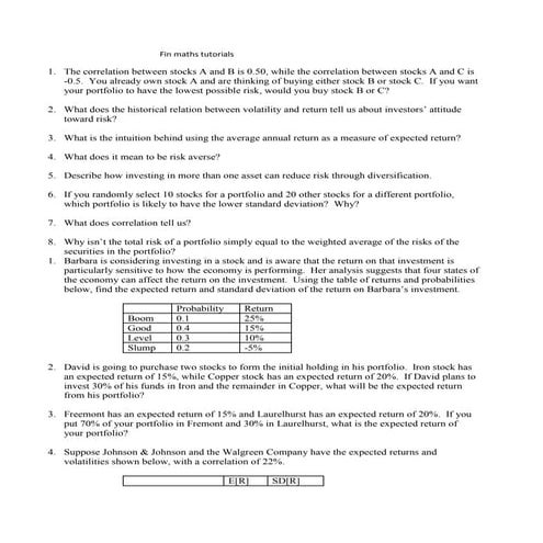 Financial maths Questions | DOCX