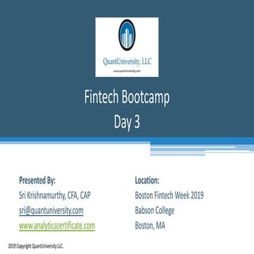 QuantUniversity Fintech Bootcamp Day- 3