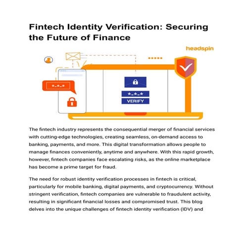 Fintech Identity Verification_ Securing the Future of Finance | PDF