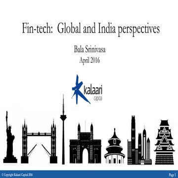 Fin-tech: Global and India perspectives