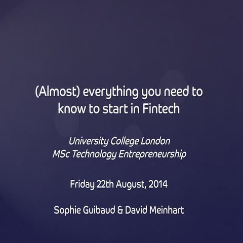(Almost) everything you need to know to start in Fintech