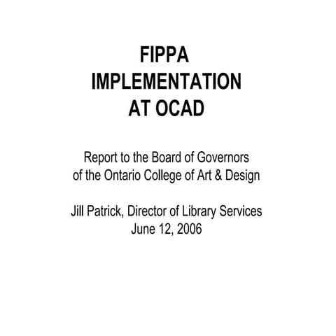 FIPPA Implementation - June 2006