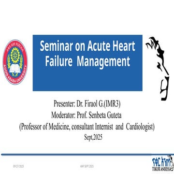 Acute heart failure diagnosis and early management | PPTX